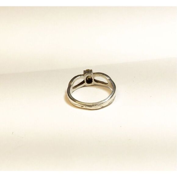 Ring, Sterling Silver Solitaire Ring, with Yellow CZ, NEW, Size 7, Handmade - Picture 6 of 7